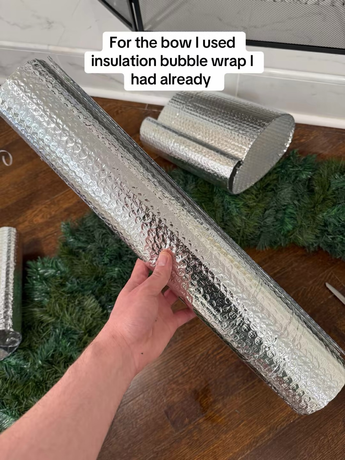 Roll of insulation bubble wrap used for the bow