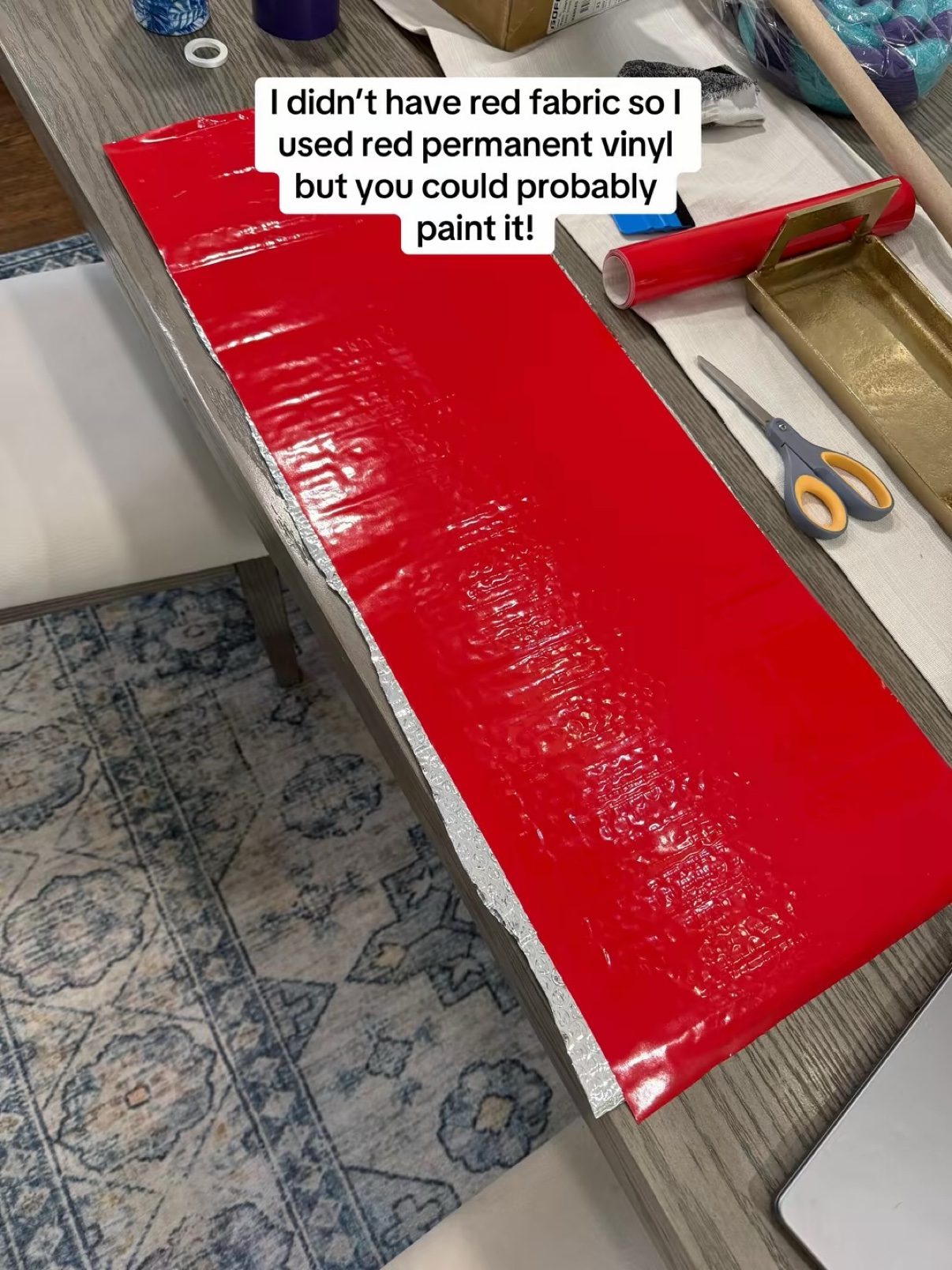 Bow piece covered in red permanent vinyl